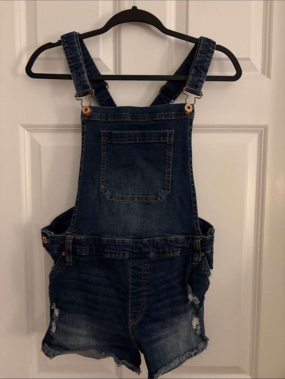 Celebrity Pink Dark Blue Denim Short Overalls